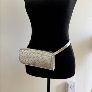 Silver Quilted Belt Bag